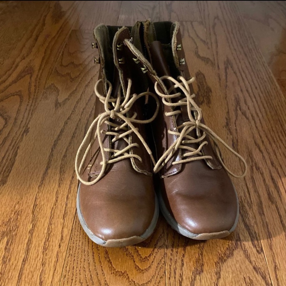 brown boots with laces